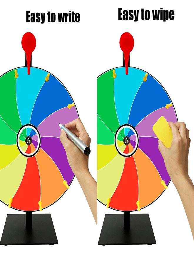 Bejudud 12 Inch Spin Wheel Prize Wheel, 10 Slots Color Roulette Spinner Wheel, Tabletop Spin The Wheel of Fortune with Dry Erase Marker and Eraser for Carnival, Trade Show (12 Inches) - Image 4